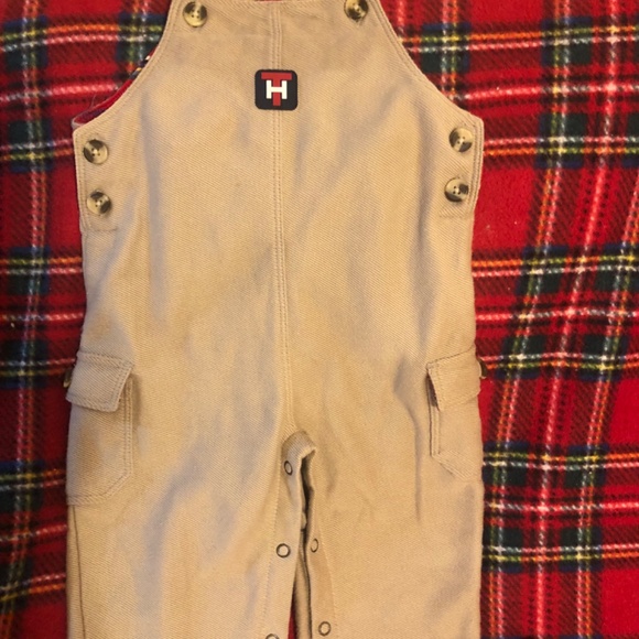 Like New Tommy Hilfiger tan overall bibs for baby for sale - Picture 2 of 5